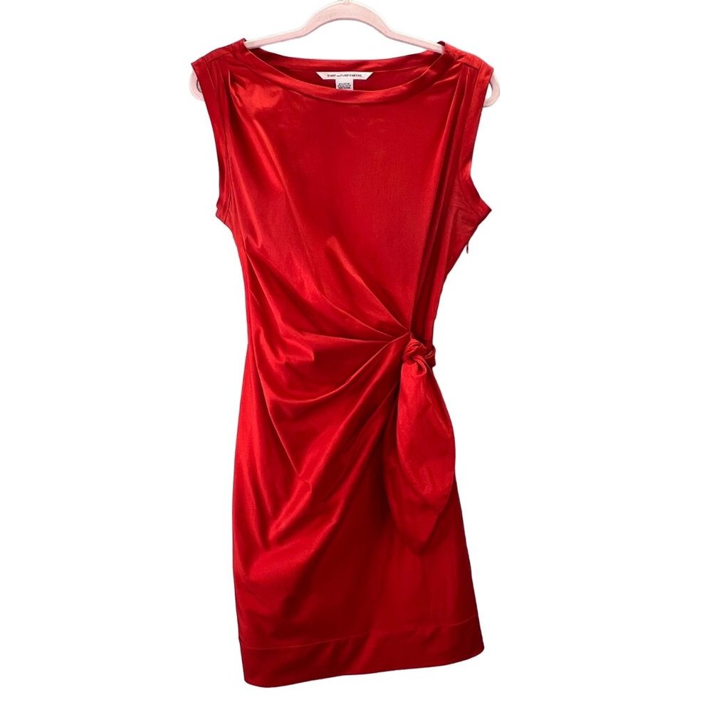 Diane Von Furstenberg Della Dress size 12 Coral Burnt Orange DVF Wrap Look